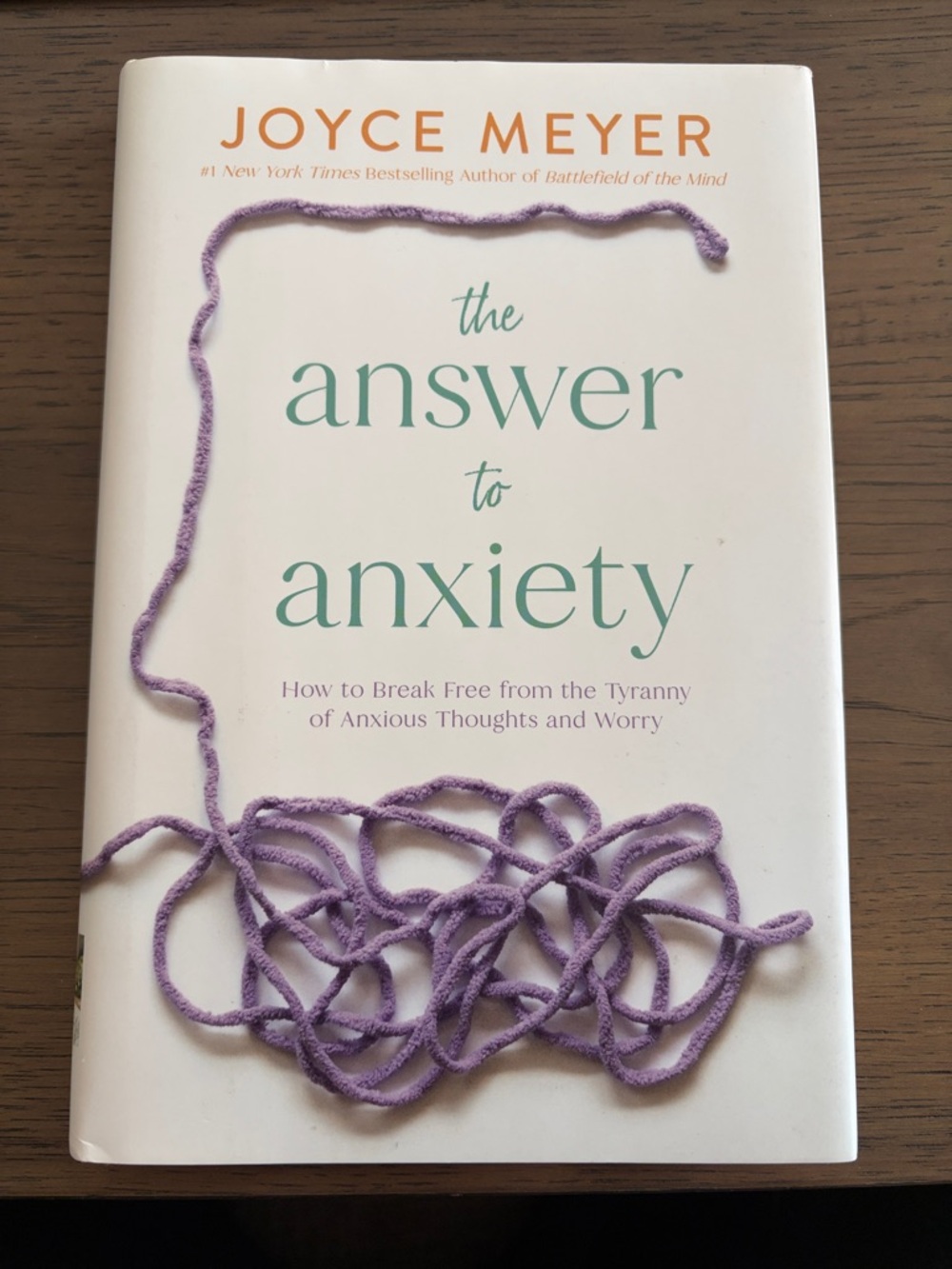 Joyce Meyer The Answer to Anxiety - White Hard Cover Book with Purple Accents